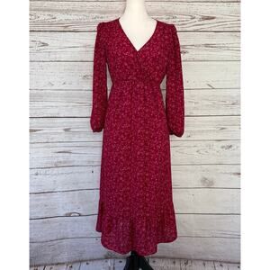Old Navy Maternity Women's Floral Red  V-Neck Dress Size XS